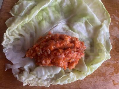 Kopūstai su kaimišku faršu pomidorų padaže Žingsnis 8