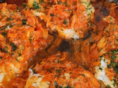 Menkių filė tešloje su padažu pagrindine nuotrauka