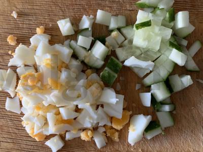 Salotas su paštetu ir sausainiais Žingsnis 2