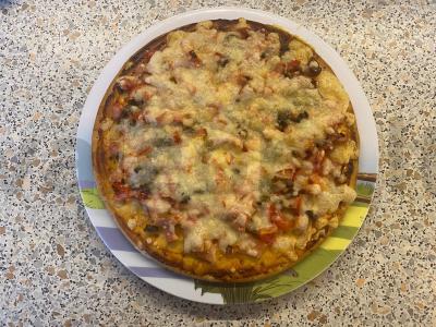 Pica su grybais ir vyšniniais pomidorais „Su meile“ Žingsnis 12