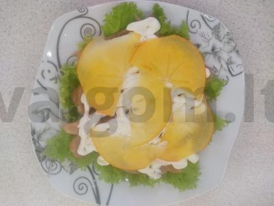 Naujųjų metų šventinis salotas su raudona žuvimi ir persimonu Žingsnis 1