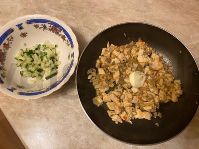 Sotūs sūrio tortilija su daržovėmis, pievagrybiais ir mėsa Žingsnis 4