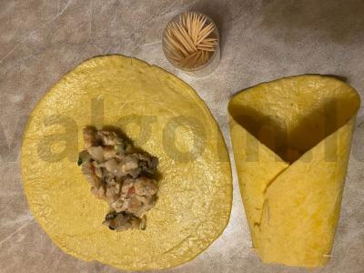 Sotūs sūrio tortilija su daržovėmis, pievagrybiais ir mėsa Žingsnis 5