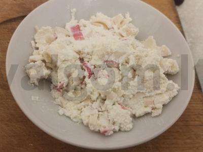 Ryžių rutuliukai su krabų lazdelėmis Žingsnis 1