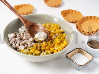 Tartaletės su kalakutienos filė ir konservuotomis šprotėmis Žingsnis 2