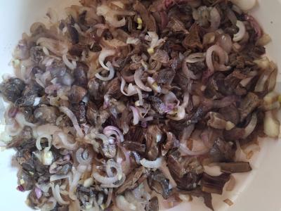 Užkandis su Briuselio kopūstais ir baltais grybais Žingsnis 2