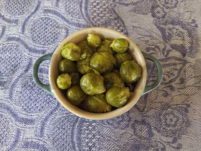 Užkandis su Briuselio kopūstais ir baltais grybais Žingsnis 4