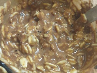 Šokoladinis avižų blynas su varškės sūrio ir banano įdaru Žingsnis 4