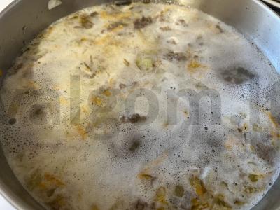 Sūrio sriuba iš troškintos mėsos Žingsnis 8