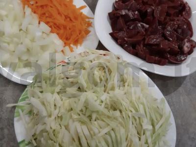 Širdelės troškintos su kopūstais Žingsnis 2