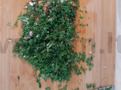 Šviežių daržovių salotas su rukola ir jalapeño pipirais Žingsnis 1