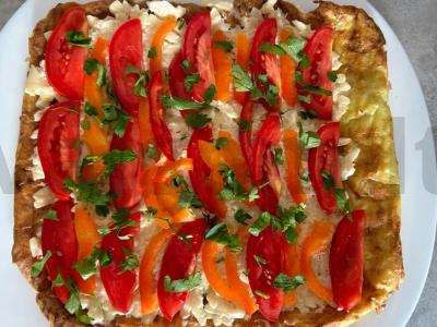 Cukinijų ritinys su lydytu sūriu ir pomidoru Žingsnis 7