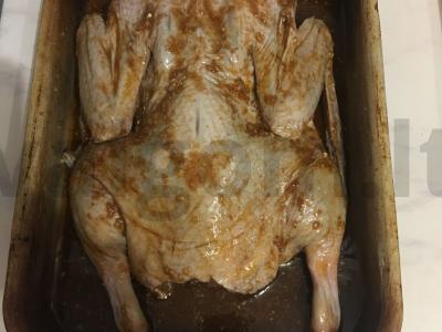 Antis su džiovintais abrikosais ir obuoliais mandarinų marinate Žingsnis 2