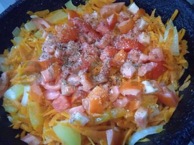 Pūtas, kepta su daržovėmis po mocarelos sūriu Žingsnis 2