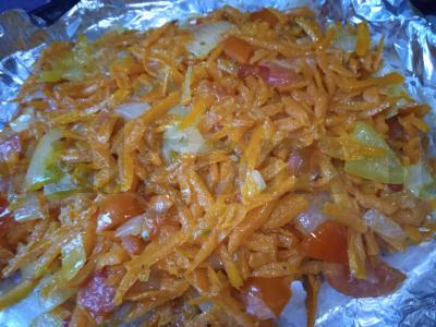 Pūtas, kepta su daržovėmis po mocarelos sūriu Žingsnis 4