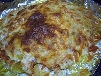 Pūtas, kepta su daržovėmis po mocarelos sūriu Žingsnis 7