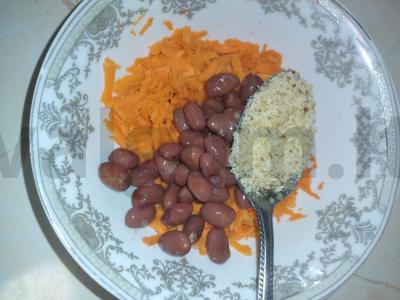 Pupelių salotas su morkomis ir riešutais Žingsnis 3