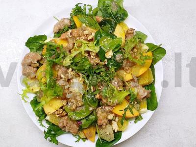 Originalus salotas su krevetėmis, avokadu ir persimonu pagrindine nuotrauka