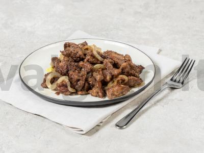 Vištienos kepenėlės keptuvėje pagrindine nuotrauka