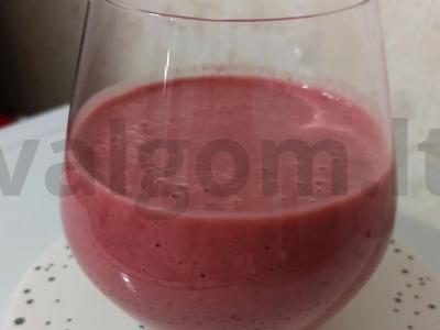 Vaisių kokteilis su vyšniomis ir bananais pagrindine nuotrauka