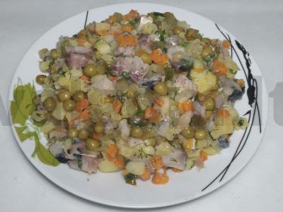 Salotos su sūdyta skumbre, virtomis daržovėmis alyvuogių aliejuje pagrindine nuotrauka