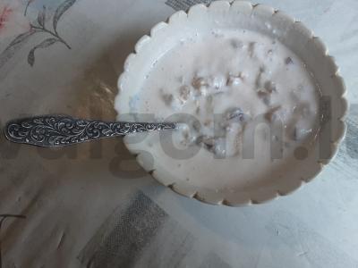 Varškės ir vaisių mišinys su grietinėle Žingsnis 3