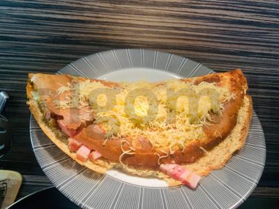 Avižų blynas su sūrio ir bekono įdaru Žingsnis 8