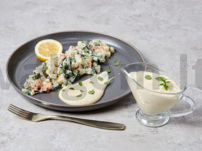 Namų majonezas vegetariškiems patiekalams pagrindine nuotrauka