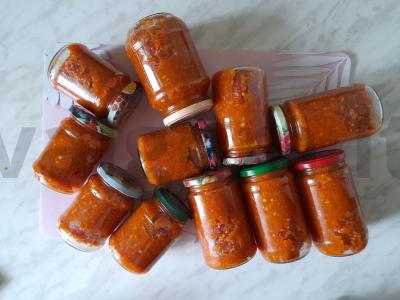 Aštrus adjika iš paprikos, pomidorų ir obuolių Žingsnis 7