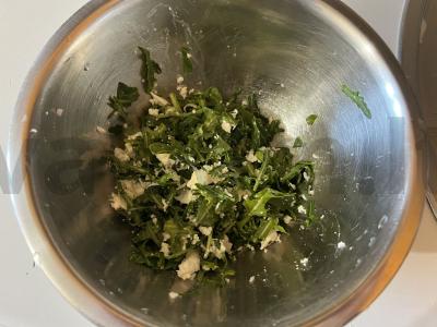 Auksiniai blynai su mocarelos ir rukolos įdaru Žingsnis 5