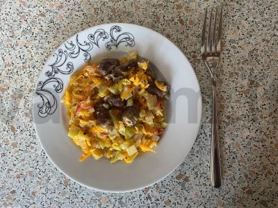 Daržovių asorti su vištienos širdelėmis Žingsnis 11