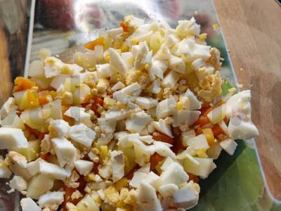 Olivjė su krevetėmis ir šviežiu agurku Žingsnis 8