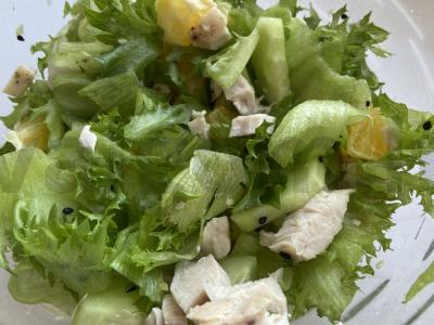 Salotos su apelsinu ir vištiena pagrindine nuotrauka