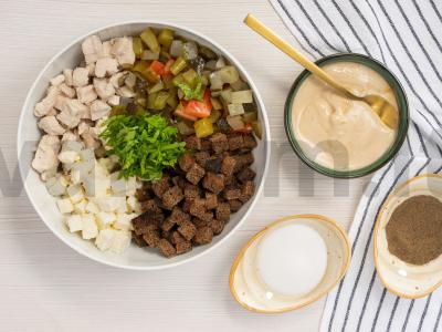 Salotos su kalakutienos filė ir Borodino duona Žingsnis 2