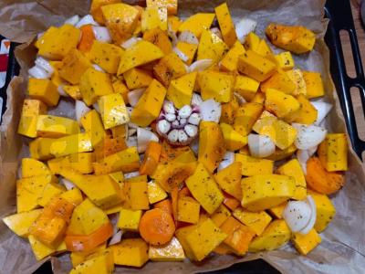 Moliūgų kremas su krevetėmis Žingsnis 1