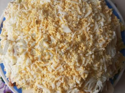 Salotas „Plaukuotas“ su vištienos krūtinėle ir grybais Žingsnis 5