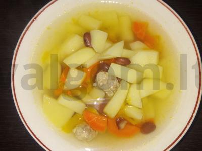 Lengvas sriuba su meatballs ir pupelėmis pagrindine nuotrauka