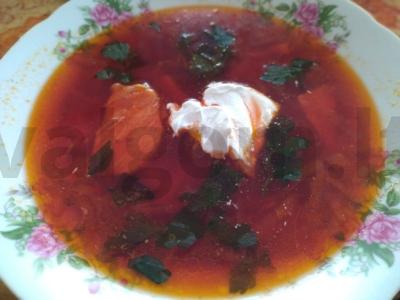 Sotūs burokėlių sriuba pietums pagrindine nuotrauka