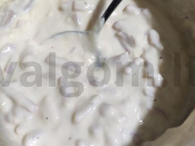 Namų kruasanai su sūrio ir kumpio grietinėlės padažu Žingsnis 4