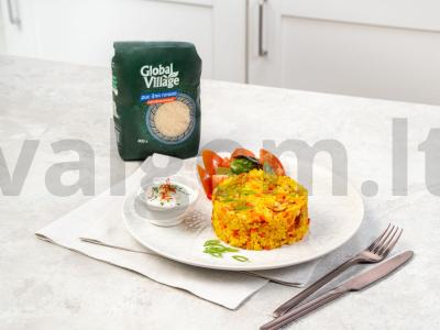 Auksinis ryžiai su daržovėmis pagrindine nuotrauka