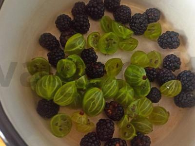 Šilkmedžių ir agrastų uogienė Žingsnis 1