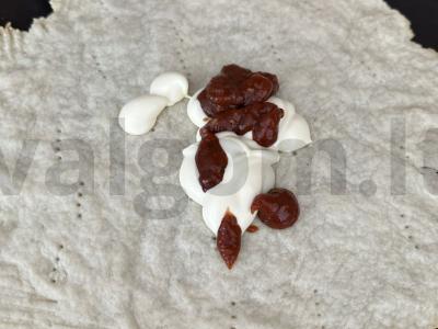 Pica „Labas rytas“ su dešra ir raudonuoju svogūnu Žingsnis 1