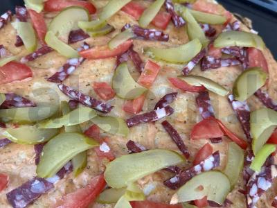 Pica „Labas rytas“ su dešra ir raudonuoju svogūnu Žingsnis 4