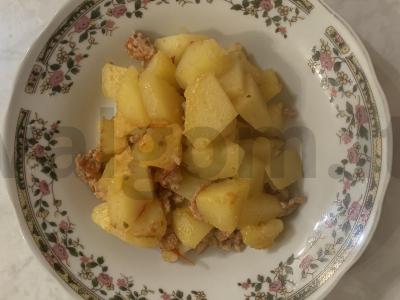 Bulvės su faršu keptuvėje Žingsnis 7