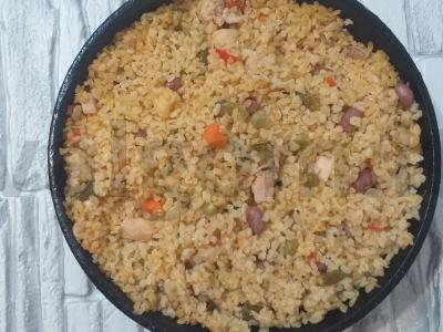 Bulguras su karibų mišiniu ir vištienos filė pagrindine nuotrauka