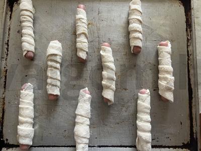 Rudais dešrelės sluoksniuotame mieliniame tešloje Žingsnis 6