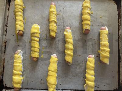 Rudais dešrelės sluoksniuotame mieliniame tešloje Žingsnis 7