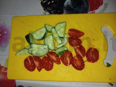 Daržovių salotas su keptu baklažanu ir šitake grybais Žingsnis 3