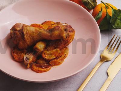 Vištienos blauzdelės, keptos sojų padaže su mandarinų Žingsnis 4