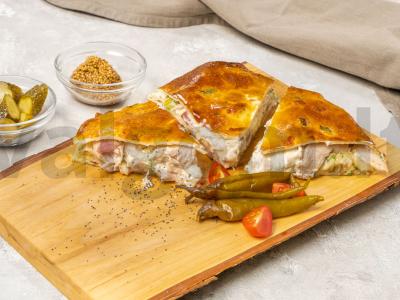 Tortas iš lavašo su kalakutienos filė ir kiaulienos šonine pagrindine nuotrauka